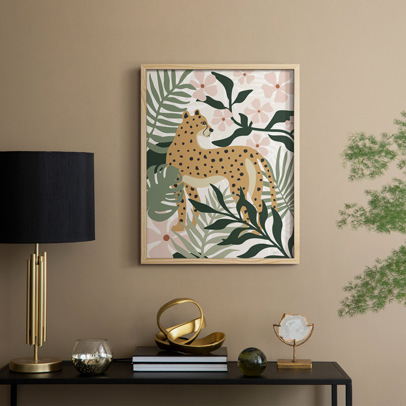 «Jungle Cat I», reproduction encadrée - bois massif, Naturel, H 11 po x l 9 po
