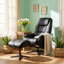 Fauteuil d'appoint pivotant noir avec repose-pieds
