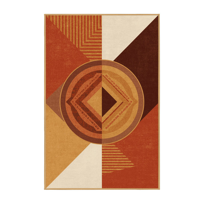 Machine Washable Olney Shawarma Wrap Global Inspired Block Print Rug in Brown – LightBrown Binding, 3x5