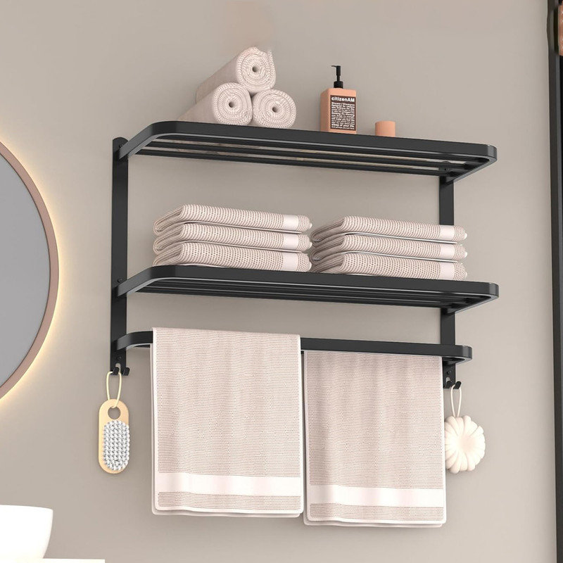Black 3-Tier Stainless Steel Bathroom Towel Rack