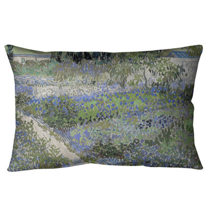 Bluhender Garten Mit Pfad Lumbar Pillow