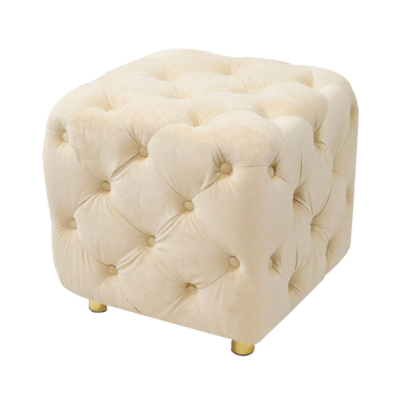 Hielke Velvet Ottoman, Beige Velvet