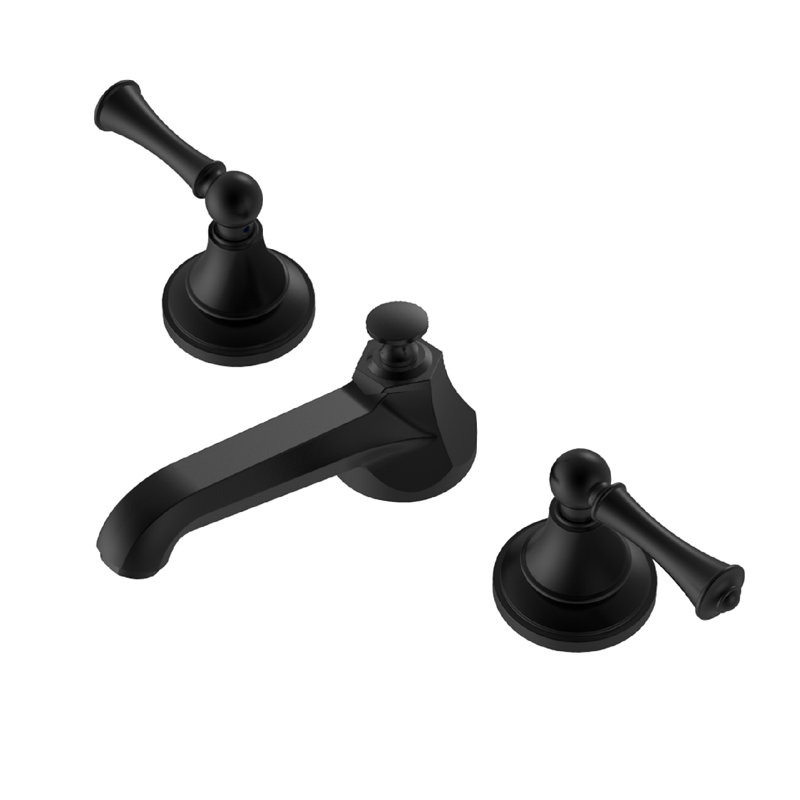 Robinet de salle de bain à large entraxe avec bonde, Noir