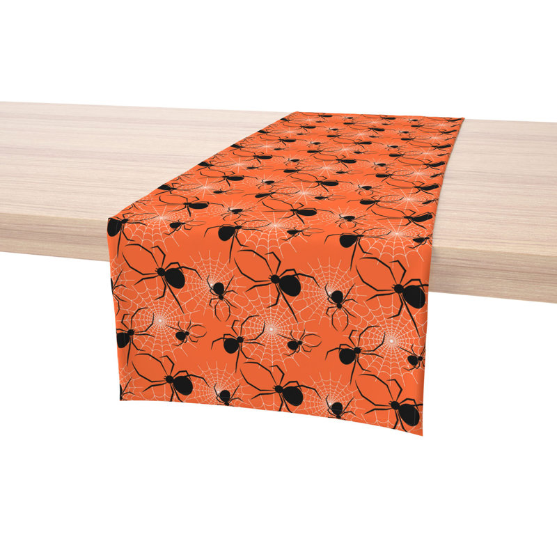 Geometric Halloween Table Runner, 72" x 12", Halloween Spiders Web