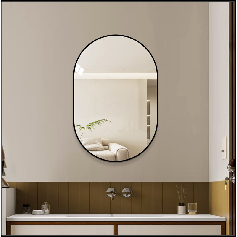 Parrett ovale avec cadre en aluminium, 36" H x 24" W