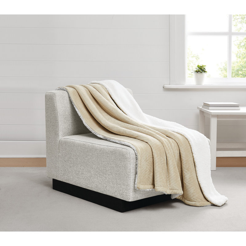 Truly Soft Basket Carved Faux Fur Blanket, Twin Extra Long, Tan