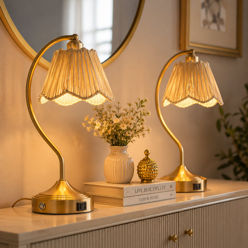 Ensemble de 18 lampes de table modernes 18 "avec ports USB A + C, à intensité variable à 3 réglages tactiles, finitions dorées