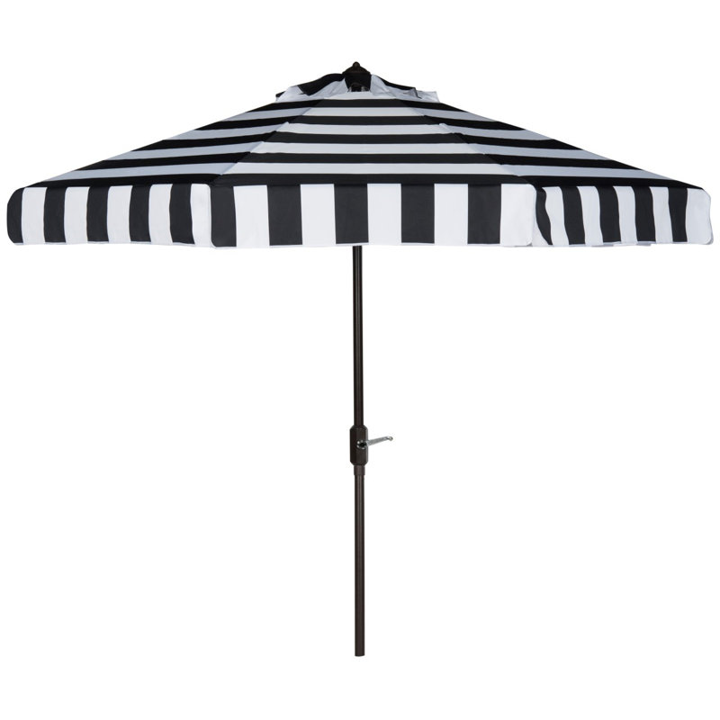 Parasol de marché Ollie 100 po à rayures cabana et toit inclinable, Noir / blanc