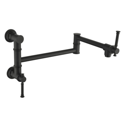 Wall Mounted Pot Filler Faucet, Modern Brass Pot Filler Two-Attachment Wall Mount Folding Kitchen Pot Filler Swing Arm