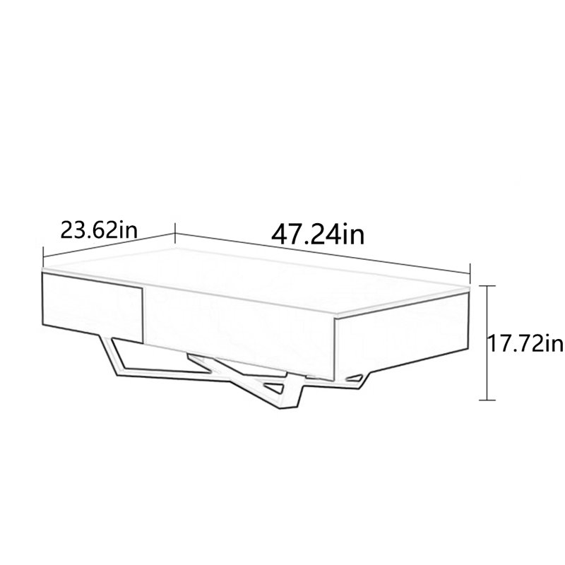 Solid wood multi-functional simple tea table, 17.72" H x 47.24" L x 23.62" W, White/Brown