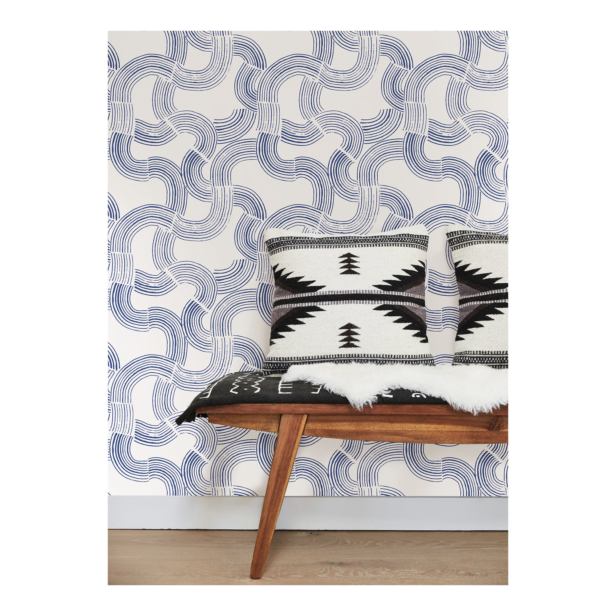 Diamond Mid-Century Peel & Stick Abstract Wallpaper, Cobalt