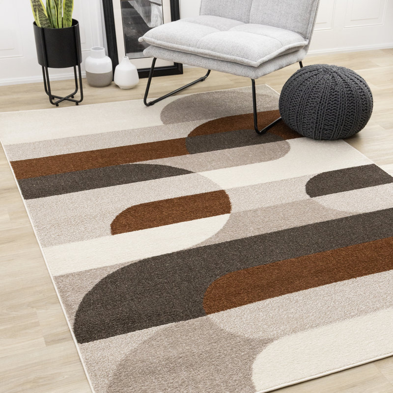 Mentko Power Loom Geometric Area Rug, Rectangle 5'3" x 7'7"