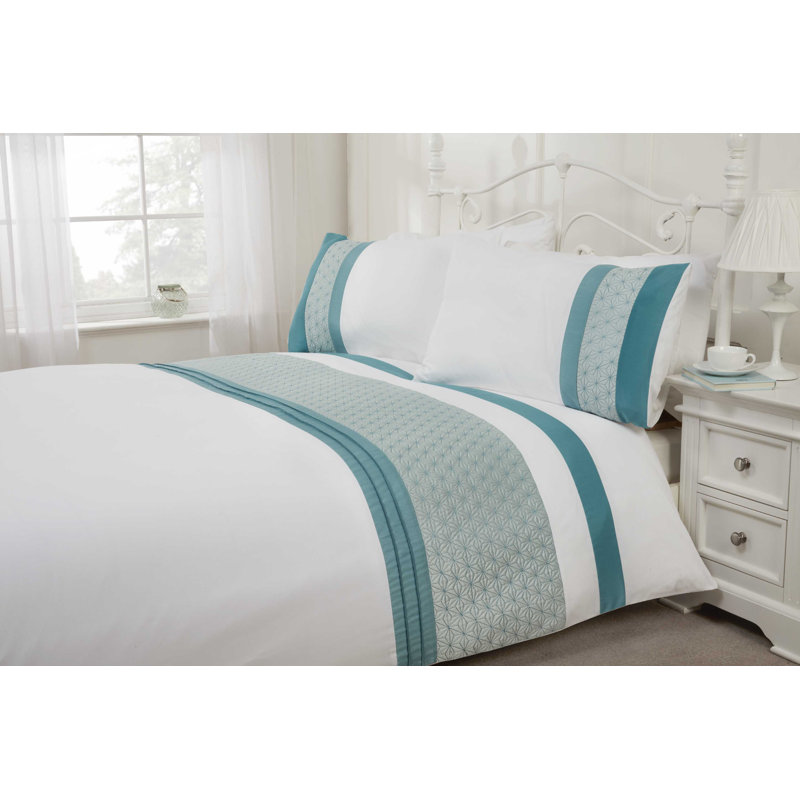 Polyester Striped Duvet Cover with Pillowcases Included, Silver, Super King Duvet Cover + 2 Standard Pillowcases