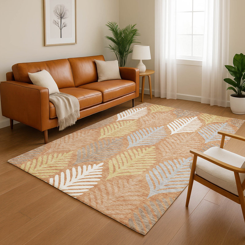 Tapis floral lavable à la machine Premium, Paprika, 10 pi x 14 pi