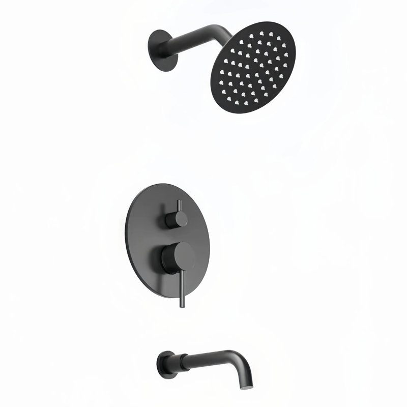 Ensemble de garniture de baignoire et douche 6 "à pression équilibrée Crozet, Noir mat