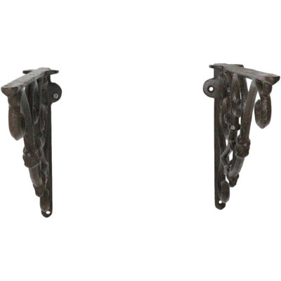 Pack Of 2 Vintage Classic Rust Finish Wrought Iron Victorian Scroll Wall Hooks