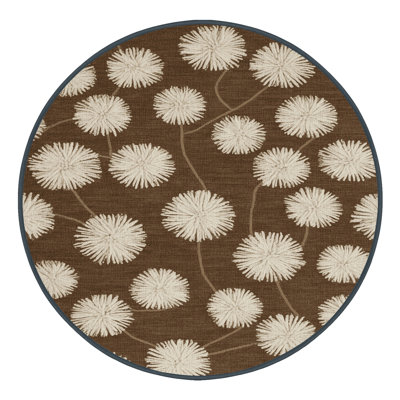 Machine Washable Botanical Brown Area Rug