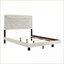 Très grand bois Structure de lit en bois d'ingénierie avec tête de lit à motif de lignes - chêne gris poussiéreux pour chambre principale / chambre d'amis