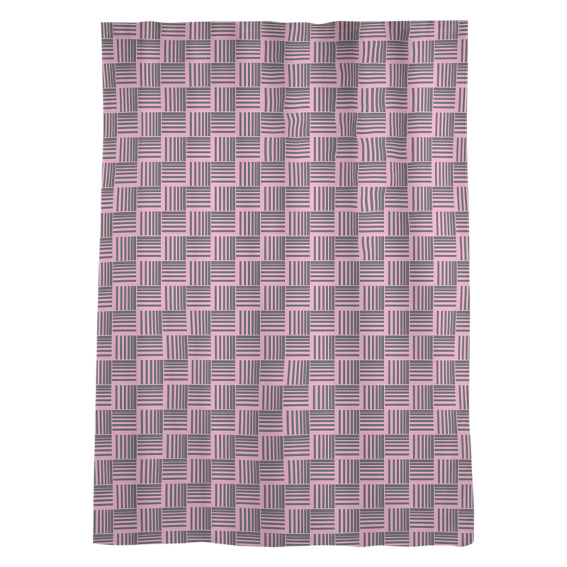 Panneau de rideau simple diaphane avec passe-tringle classique, Rose foncé / noir