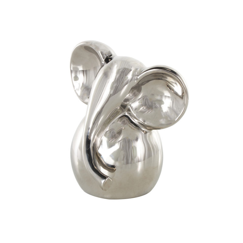 Cole And Grey Ceramic Glossy Elephant Decorative Sculpture, Silver
