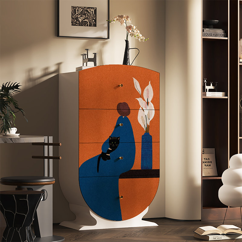 Armoire décorative moderne pour art abstrait, Noir, noir, noir, noir
