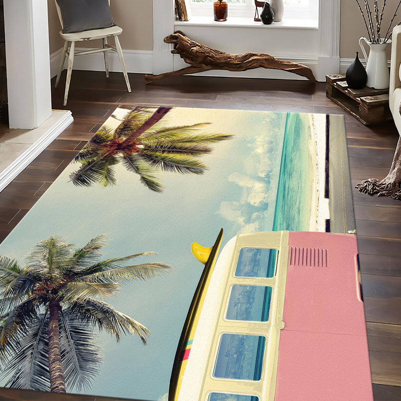 Soft Pile Printed Rug Featuring an Intricate Geometric Design in Vibrant Hues Perfect for Adding a Stylish Touch to Any Living Space or Bedroom