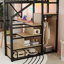 Lit mezzanine double avec bureau et station de charge, lit mezzanine double en métal avec escalier et lumière pour enfants adolescents, noir, produits brevetés
