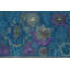 Tapis unique en laine noué à la main des années 1950 en bleu / mauve / gris