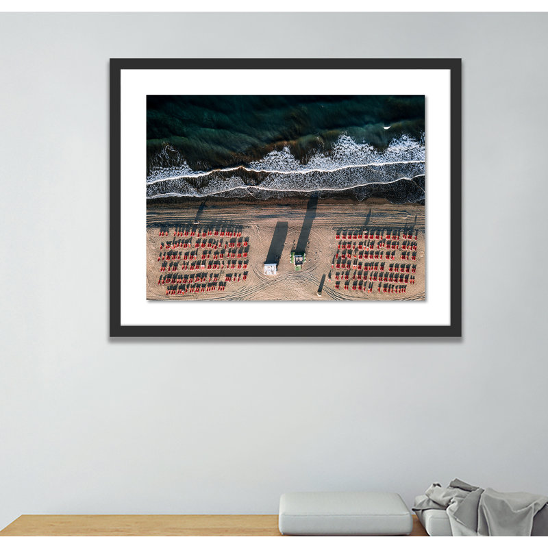 Aerial Beach 3 Print by Michael Schauer, 19" H x 24" W x 1.5" D, Black
