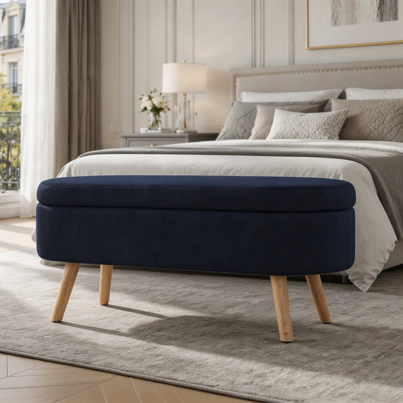 Banc de rangement avec repose-pieds ovale, Navy Blue