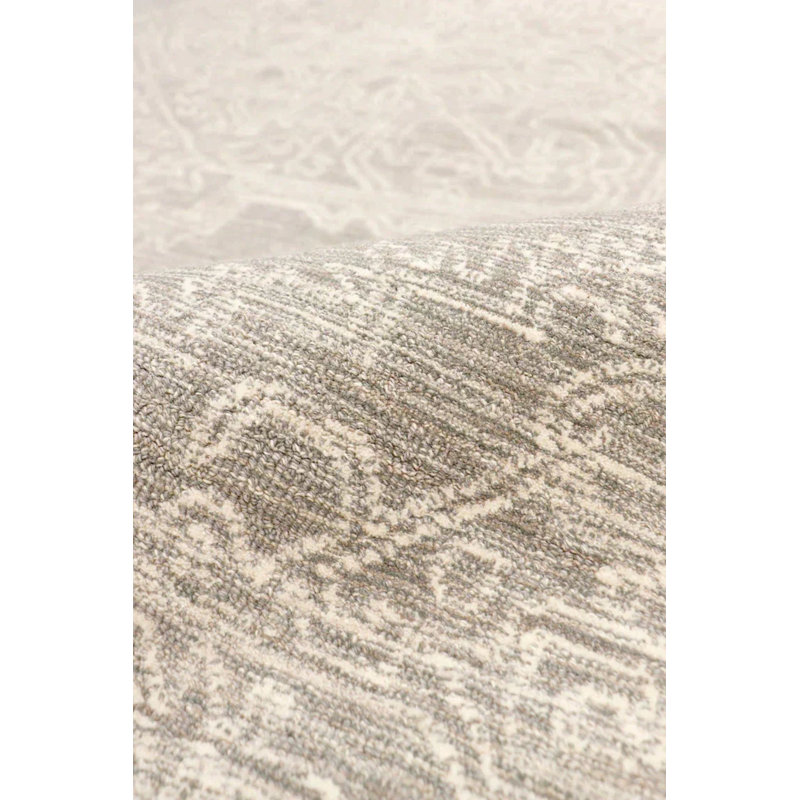 Tapis argenté en laine / coton / viscose damassé fait à la main 5 pi x 8 pi