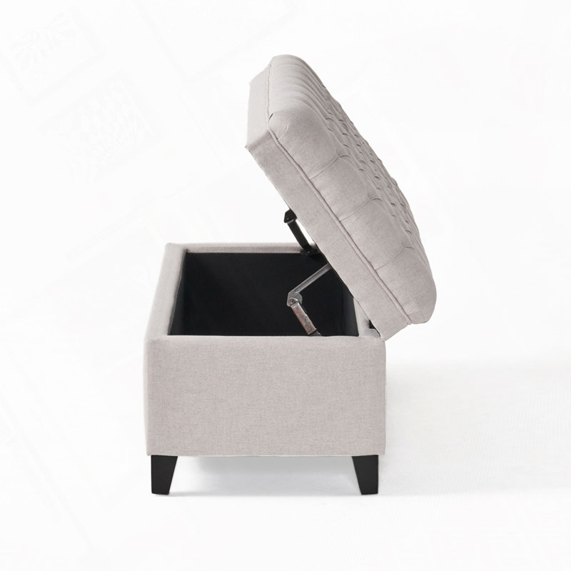 Banc rembourré avec espace de rangement, Gris clair