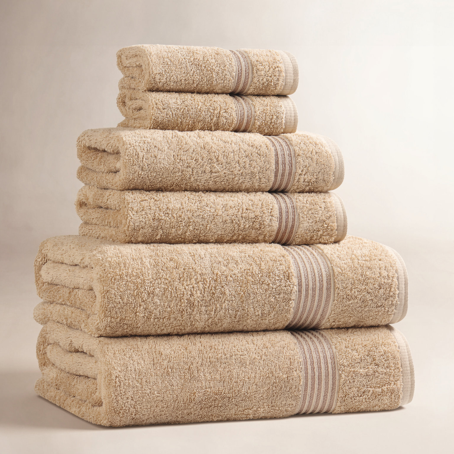 Oleg 6-Piece Egyptian Cotton Towel Set, Toast