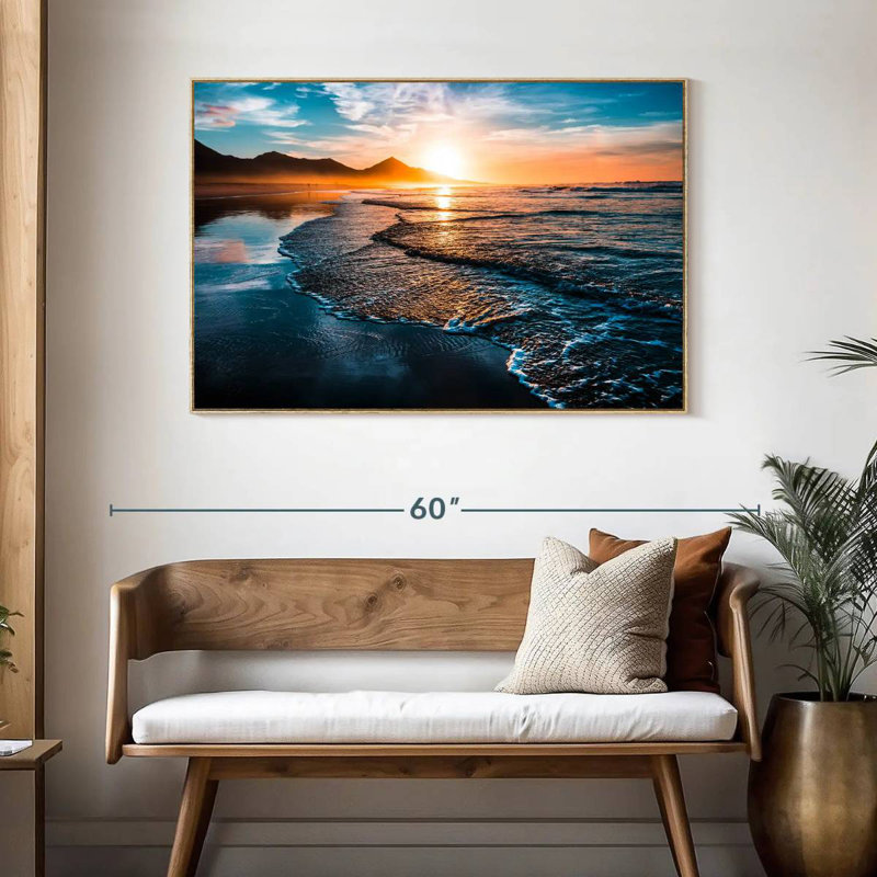 Sunset Bontrager Waves, Floating Frame Natural Wood, 46" X 31"
