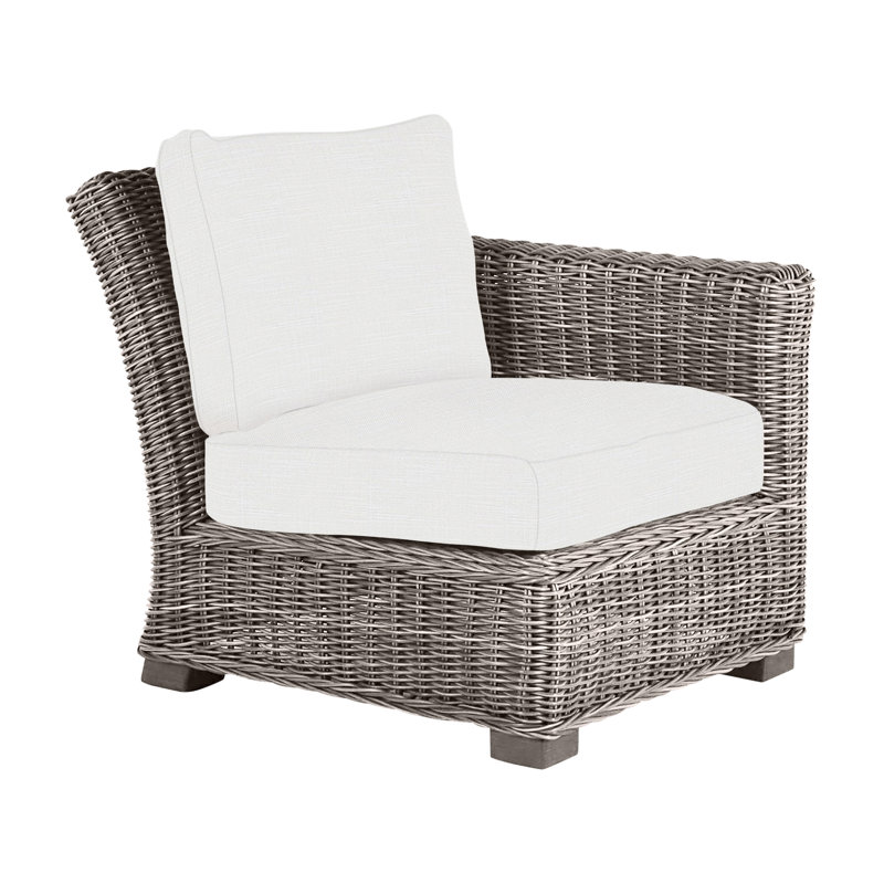 Rustic Patio Lounge Chair with Cushions, Rollo Lace InsideOut® Linen, Welt, Oyster