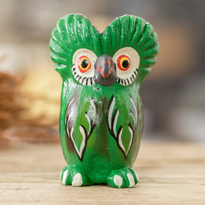Bungalow Rose Handmade Wise Tecolote Ceramic Figurine