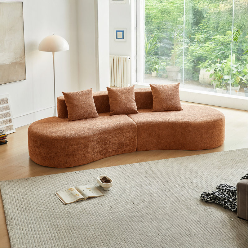 Canapé modulaire courbé en velours 3 places Cloud Couch, Orange