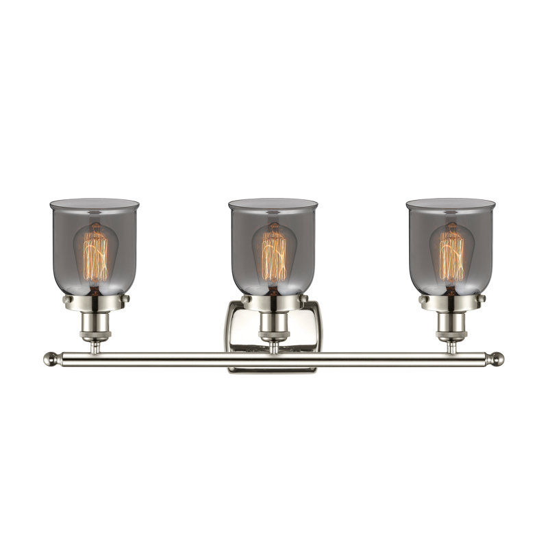 Éclairage pour meuble-lavabo 3 lumières 26 po Ballston Urban Bell, Incandescent, Plaqué couleur fumée, Nickel poli
