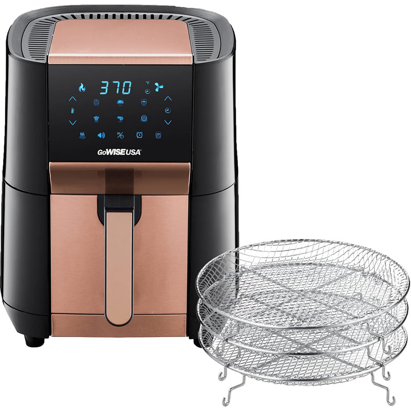 Friteuse à air 7 litres avec déshydrateur - 1700 W, 3 grilles, écran tactile, préchauffage et gril (cuivre)