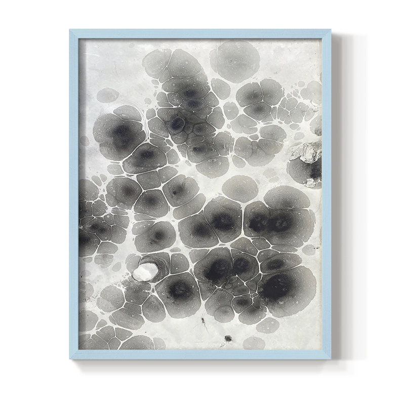 Reproduction encadrée Marbrant - bois massif, H 15 po x l 17 po, Bleu