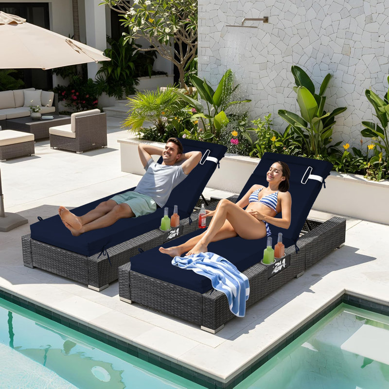 2ps 3-inch Thick Outdoor Lounge Chair Cushion-waterproof And Anti-fading, Suitable For Most 80-inch Pool Terrace Chairs.