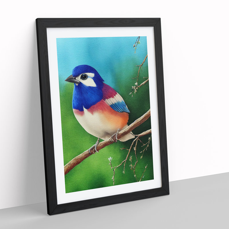 XV1022-5098X Watercolour Bird - Single Picture Frame Print, Black Framed, 64cm H x 46cm W
