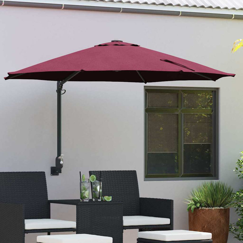 Wall Mount Parasol, 148cm H x 248cm W x 248cm D, Dark Pink