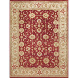 Wool Oriental Area Rug in Red/Beige/Ivory