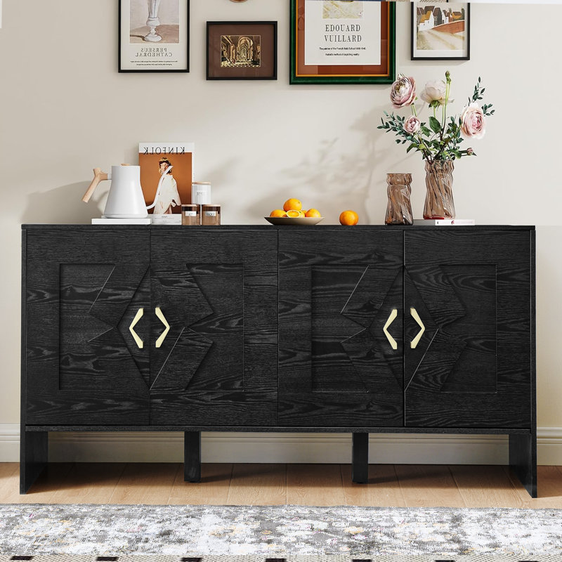 Buffet 60 po Mid Century Modern Buffet, Noir