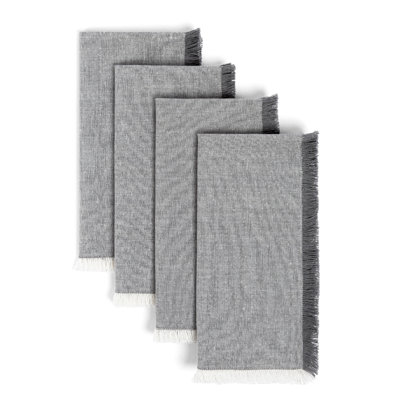 ensemble de 4 serviettes en chambray effilochées