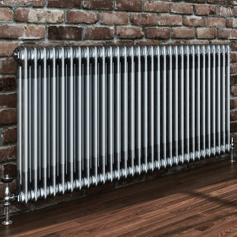 iBathUK Helena MKII Raw Metal 2 column radiator-Raw Metal, 600cm H x 1415cm W x 70cm D