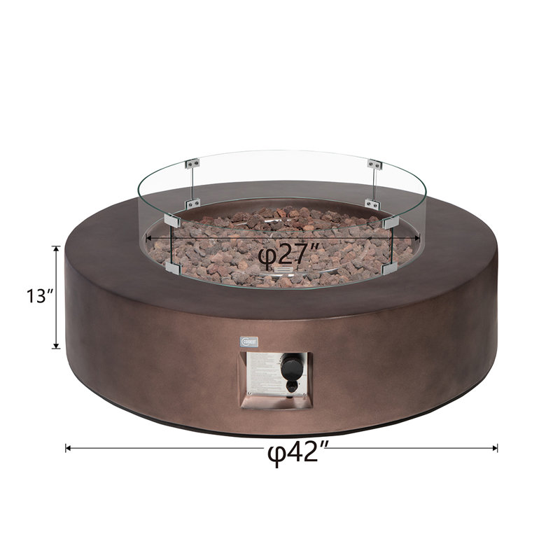 Langport Concrete Propane Fire Pit Table, Dark Bronze