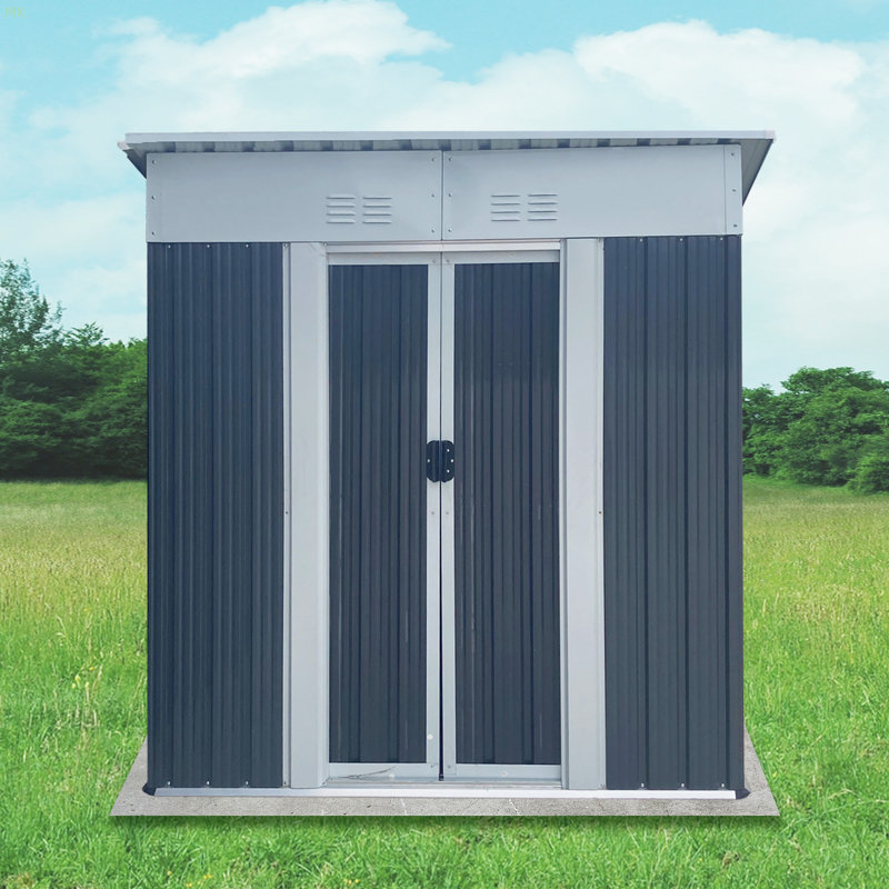 Outdoor Storage Sheds Pent Roof, Gray, 71.27" H x 62.32" W x 33.15" D
