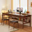Bureau rectangulaire brun en bois massif-1167986560
